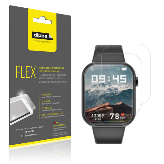 Klare Displayschutzfolie von dipos passend für Ignovate TR Smartwatch, 100% Displayabdeckung und blasenfreie Montage