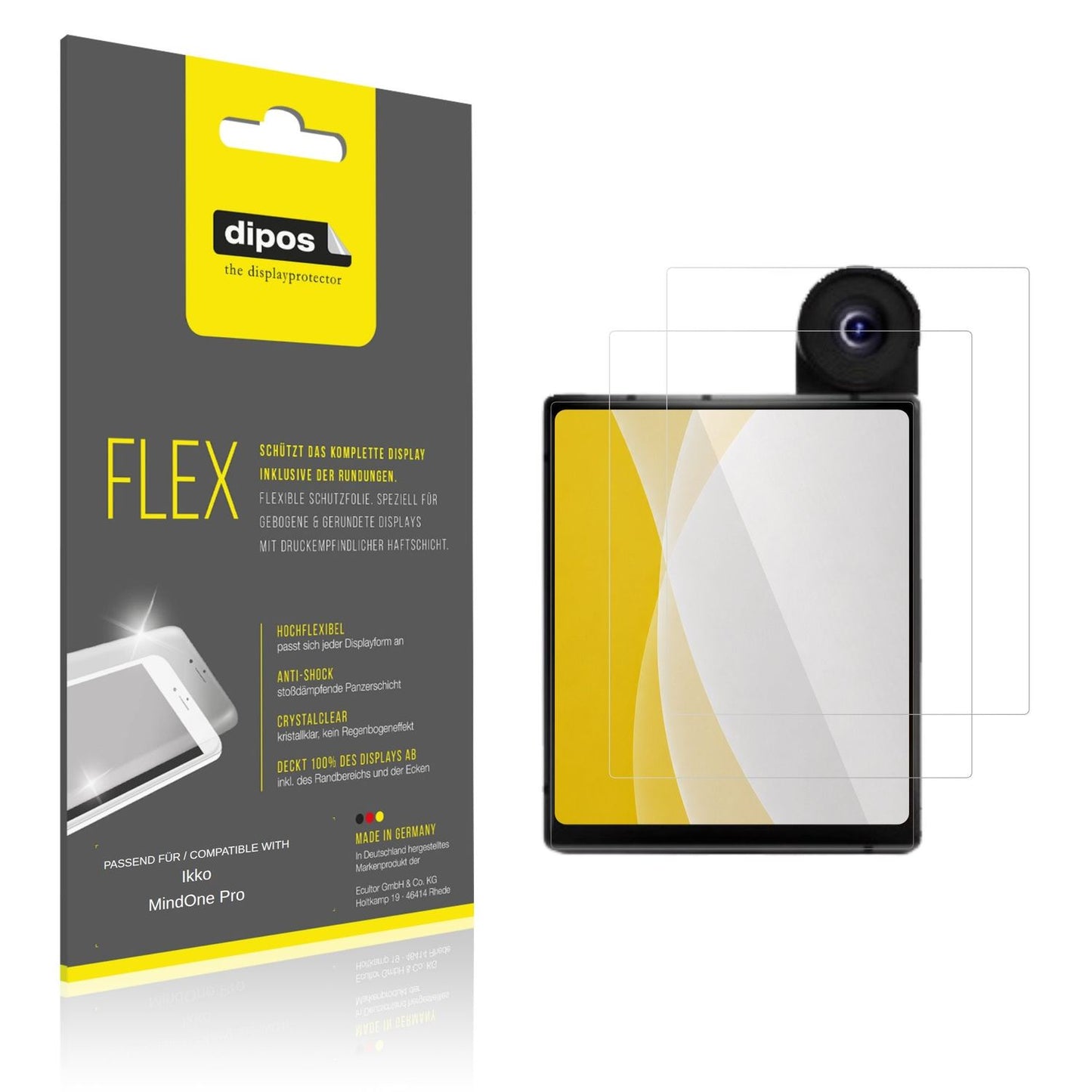 Klare Displayschutzfolie von dipos passend für Ikko MindOne Pro, 100% Displayabdeckung und blasenfreie Montage