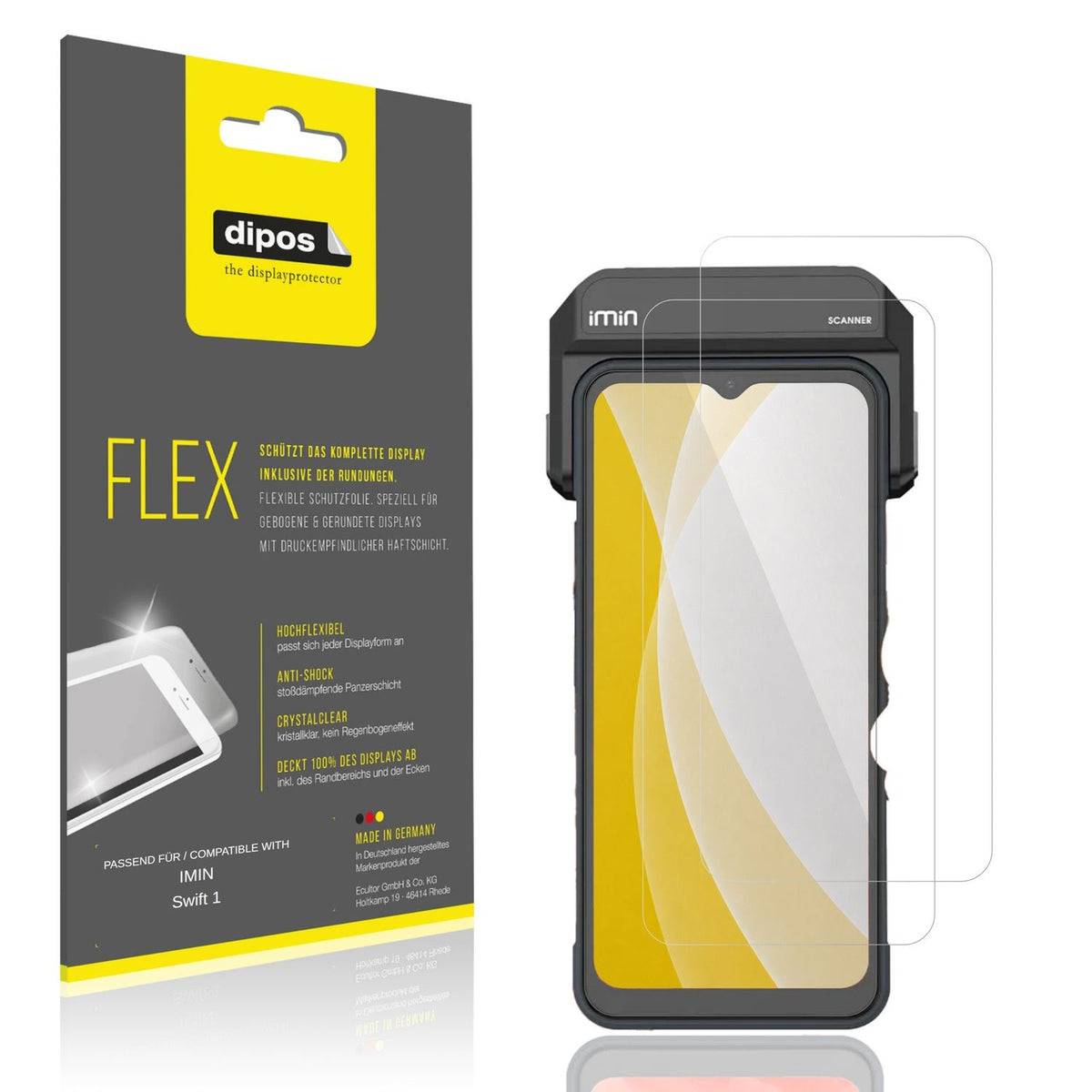 Klare Displayschutzfolie von dipos passend f�r IMIN Swift 1, 100% Displayabdeckung und blasenfreie Montage