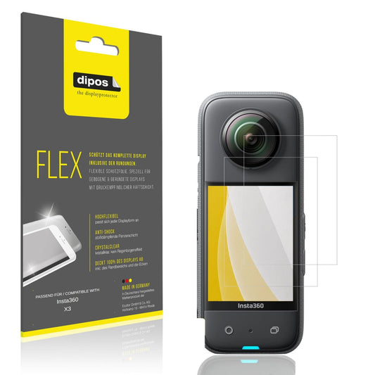 Klare Displayschutzfolie von dipos passend für Insta360 X3, 100% Displayabdeckung und blasenfreie Montage