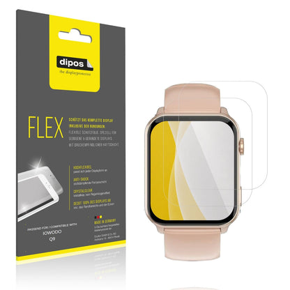 Klare Displayschutzfolie von dipos passend für IOWODO Q9, 100% Displayabdeckung und blasenfreie Montage