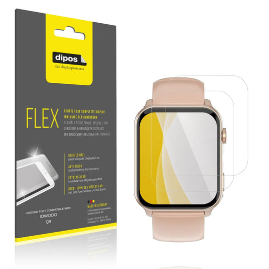 Klare Displayschutzfolie von dipos passend für IOWODO Q9, 100% Displayabdeckung und blasenfreie Montage