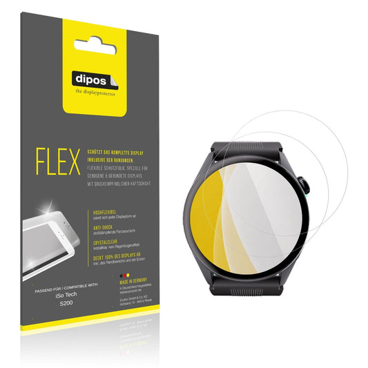Klare Displayschutzfolie von dipos passend für iSo Tech S200, 100% Displayabdeckung und blasenfreie Montage