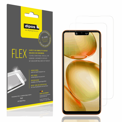 Klare Displayschutzfolie von dipos passend für Itel A100 Pro, 100% Displayabdeckung und blasenfreie Montage