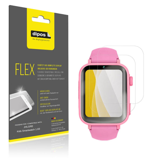 Klare Displayschutzfolie von dipos passend für JHLGRE Kids Smartwatch 1.83, 100% Displayabdeckung und blasenfreie Montage