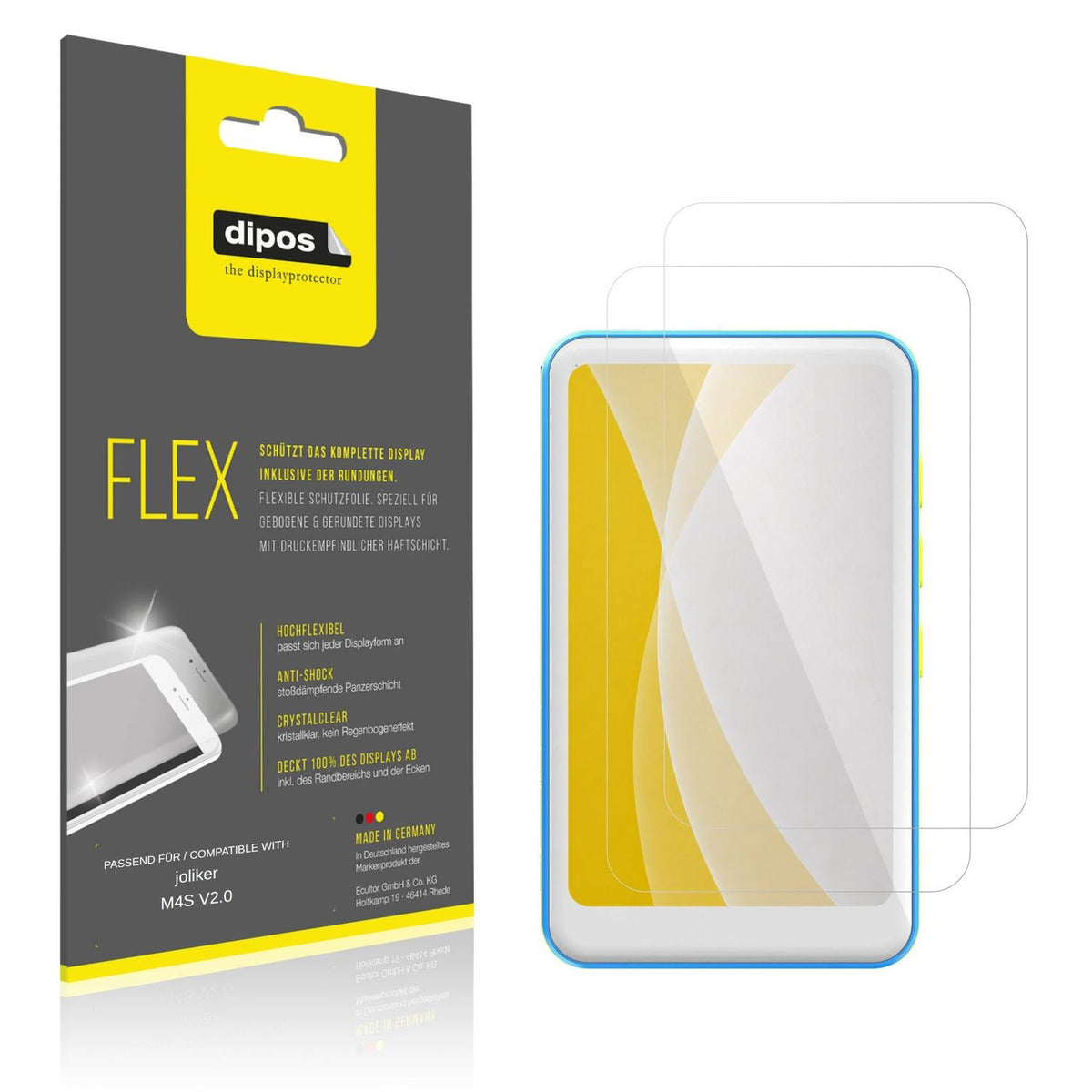 Klare Displayschutzfolie von dipos passend für joliker M4S V2.0, 100% Displayabdeckung und blasenfreie Montage