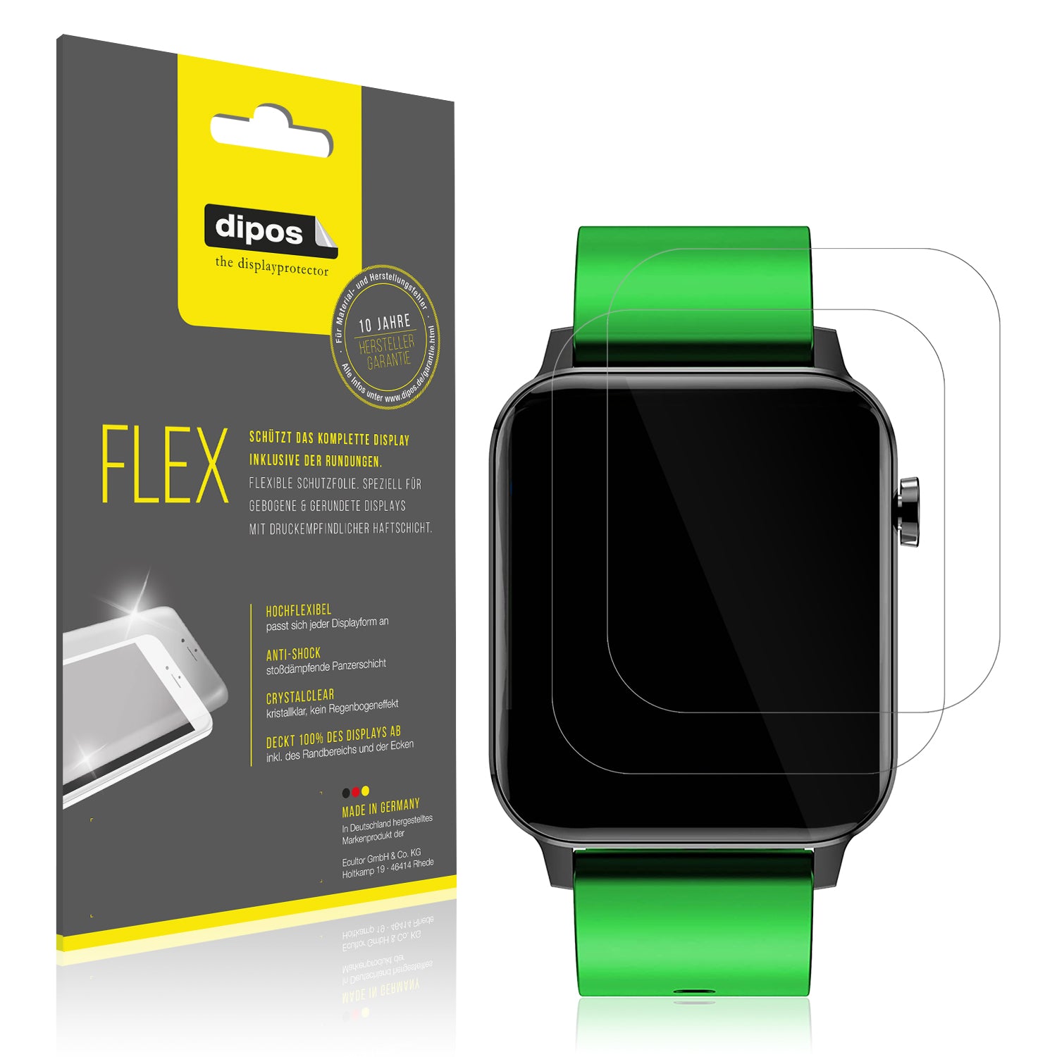 Klare Displayschutzfolie von dipos passend für Judneer 1,4 Zoll Smartwatch, 100% Displayabdeckung und blasenfreie Montage