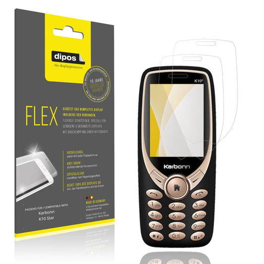 Klare Displayschutzfolie von dipos passend für Karbonn K10 Star, 100% Displayabdeckung und blasenfreie Montage