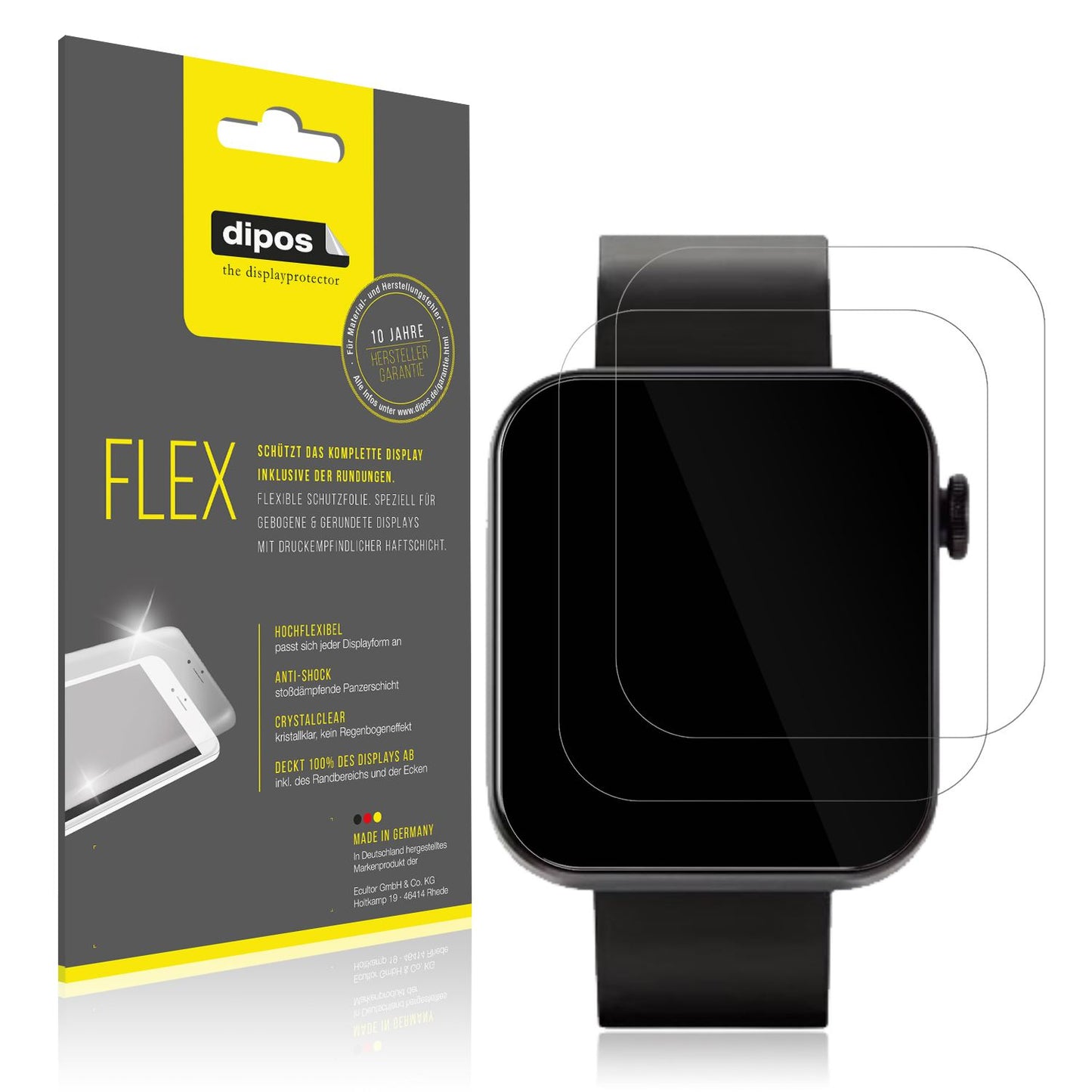 Klare Displayschutzfolie von dipos passend für Kendox Life Tracker, 100% Displayabdeckung und blasenfreie Montage