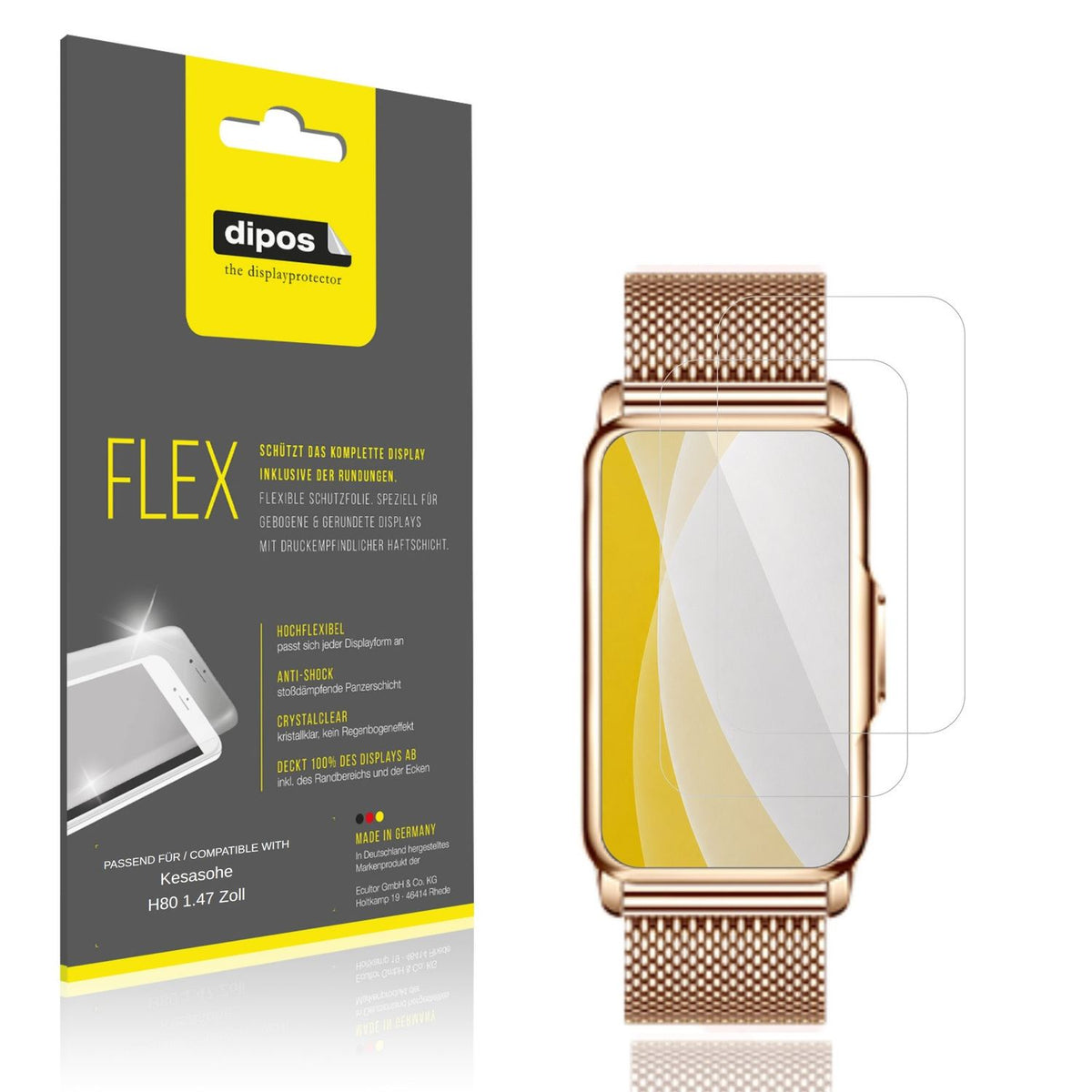 Klare Displayschutzfolie von dipos passend für Kesasohe H80 1.47 Zoll, 100% Displayabdeckung und blasenfreie Montage