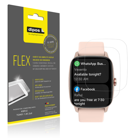 Klare Displayschutzfolie von dipos passend f�r KIBFLE TGW01 1.85 Zoll, 100% Displayabdeckung und blasenfreie Montage