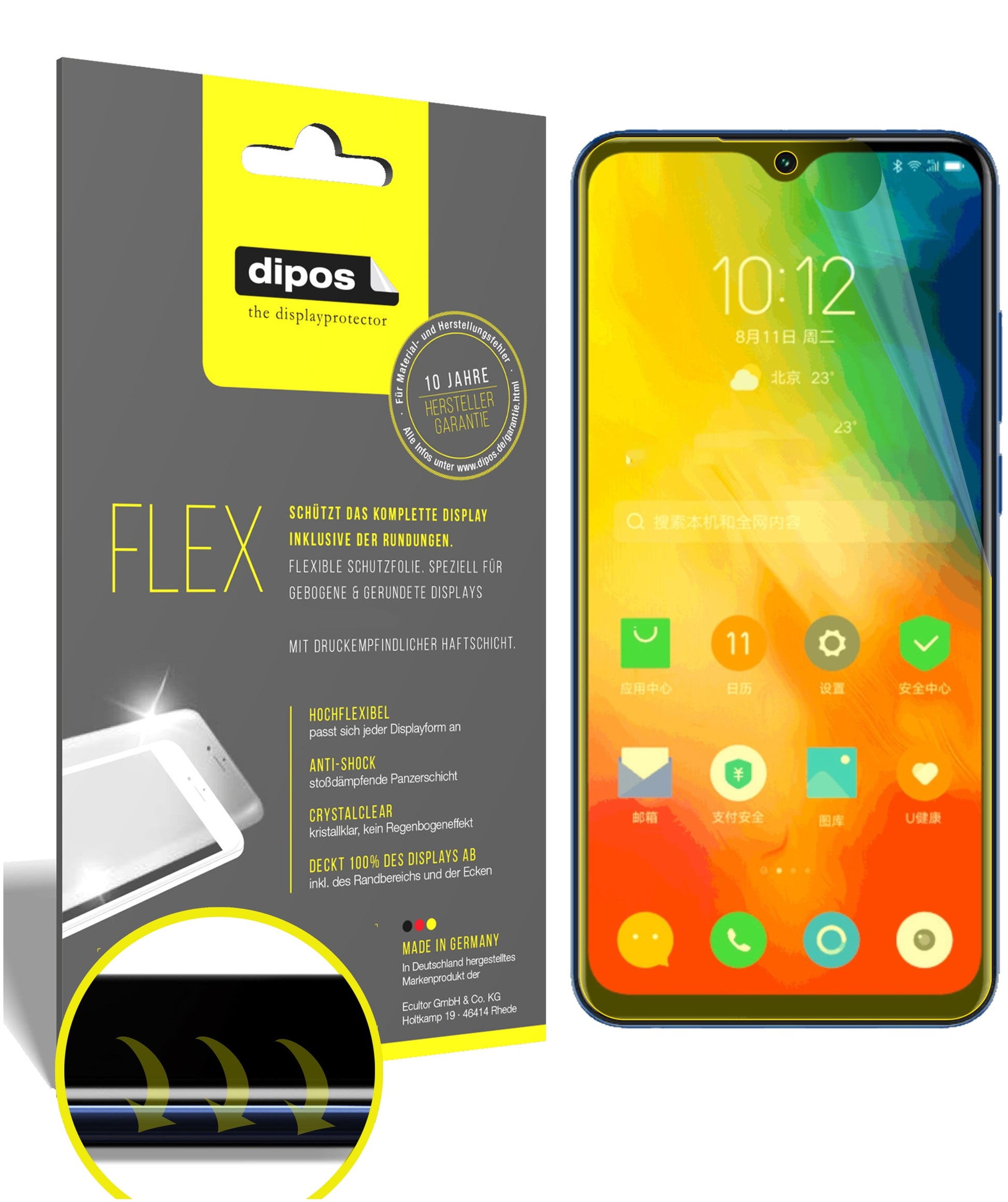 Klare Displayschutzfolie von dipos passend für Lenovo K6 Enjoy, 100% Displayabdeckung und blasenfreie Montage
