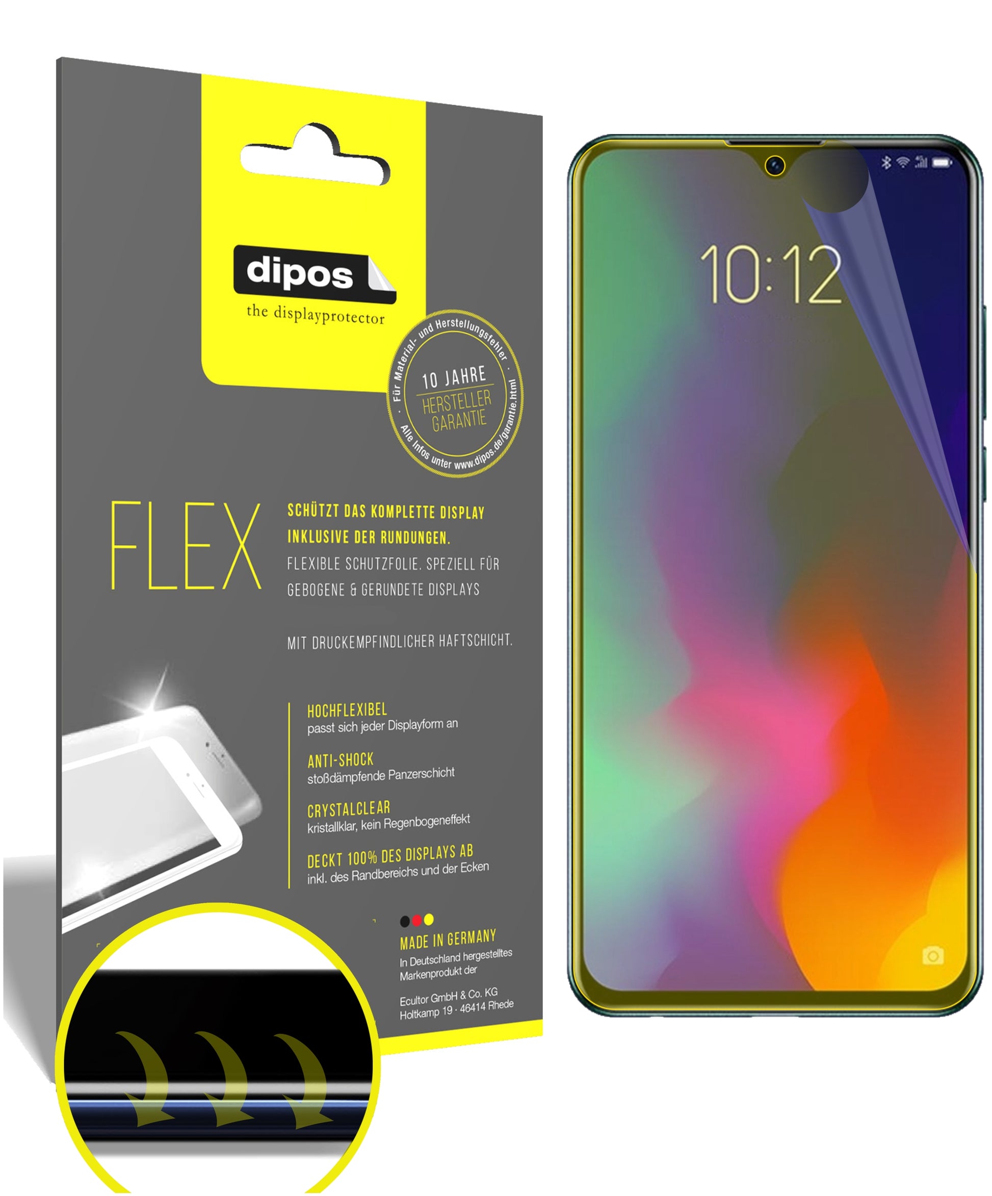 Klare Displayschutzfolie von dipos passend für Lenovo Z6 Lite, 100% Displayabdeckung und blasenfreie Montage