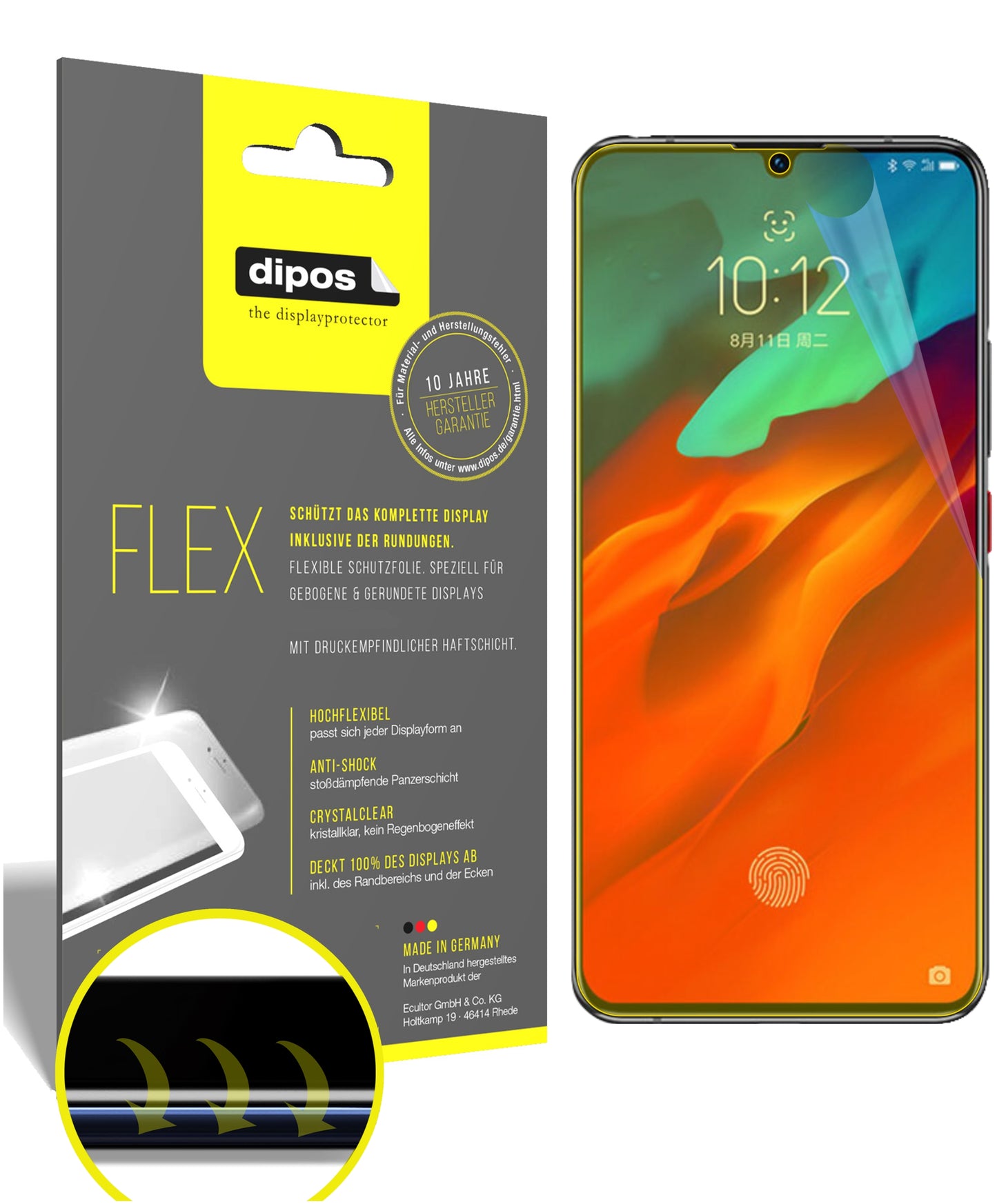Klare Displayschutzfolie von dipos passend für Lenovo Z6 Pro Ferrari Edition, 100% Displayabdeckung und blasenfreie Montage