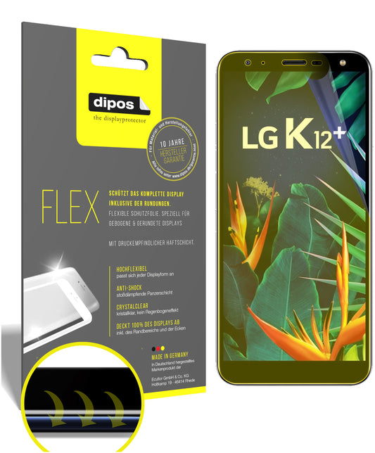 Klare Displayschutzfolie von dipos passend für LG K12 Plus, 100% Displayabdeckung und blasenfreie Montage