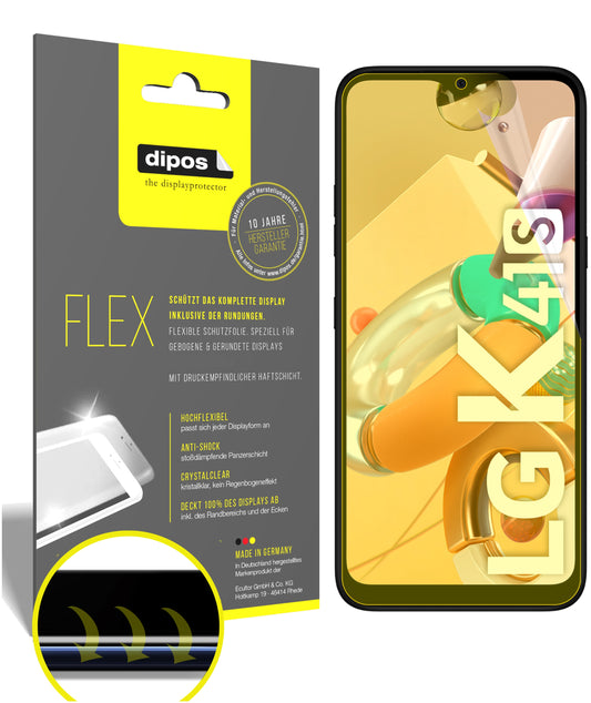 Klare Displayschutzfolie von dipos passend für LG K41S, 100% Displayabdeckung und blasenfreie Montage
