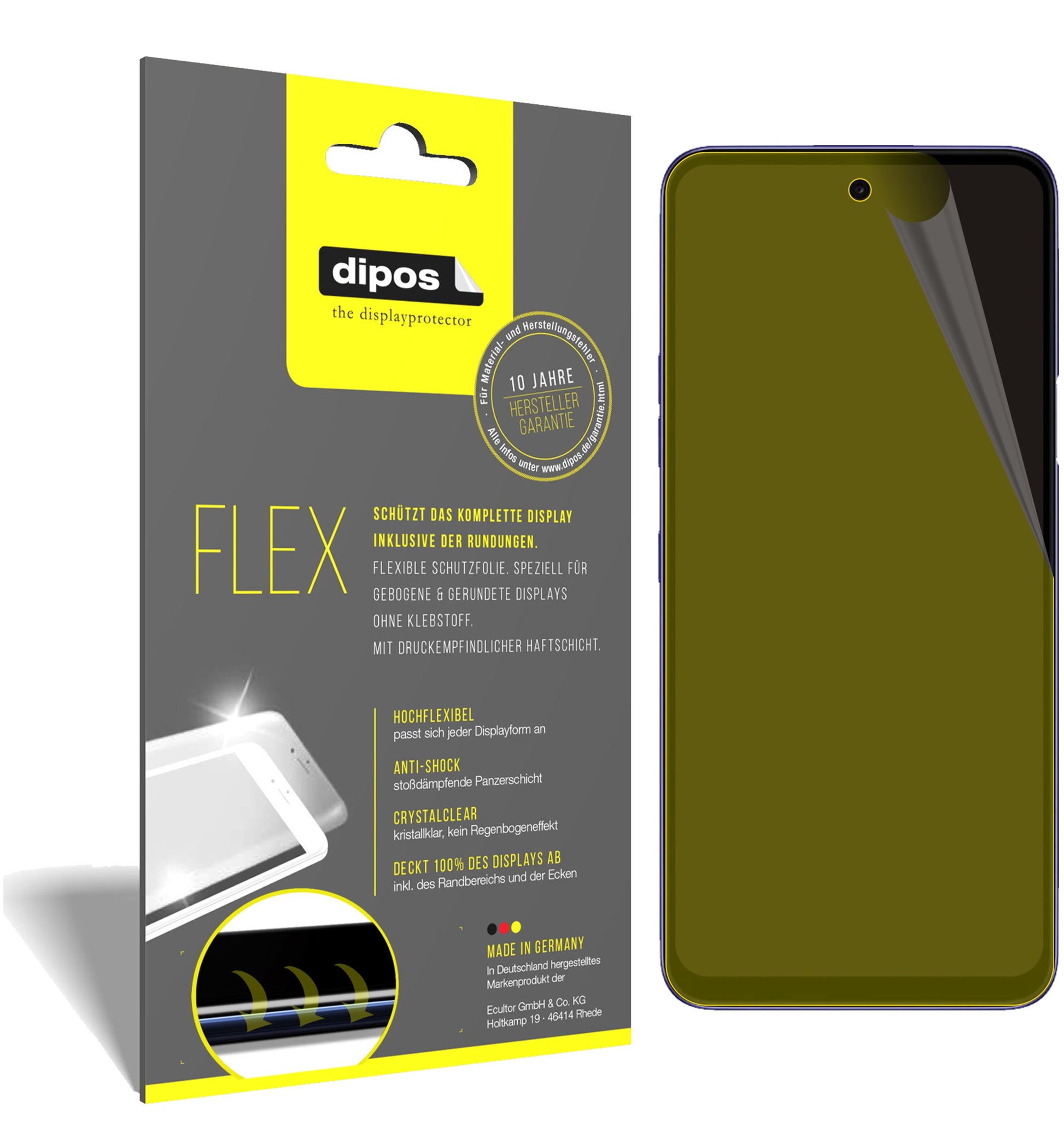 Klare Displayschutzfolie von dipos passend für LG K52, 100% Displayabdeckung und blasenfreie Montage