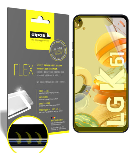 Klare Displayschutzfolie von dipos passend für LG K61, 100% Displayabdeckung und blasenfreie Montage