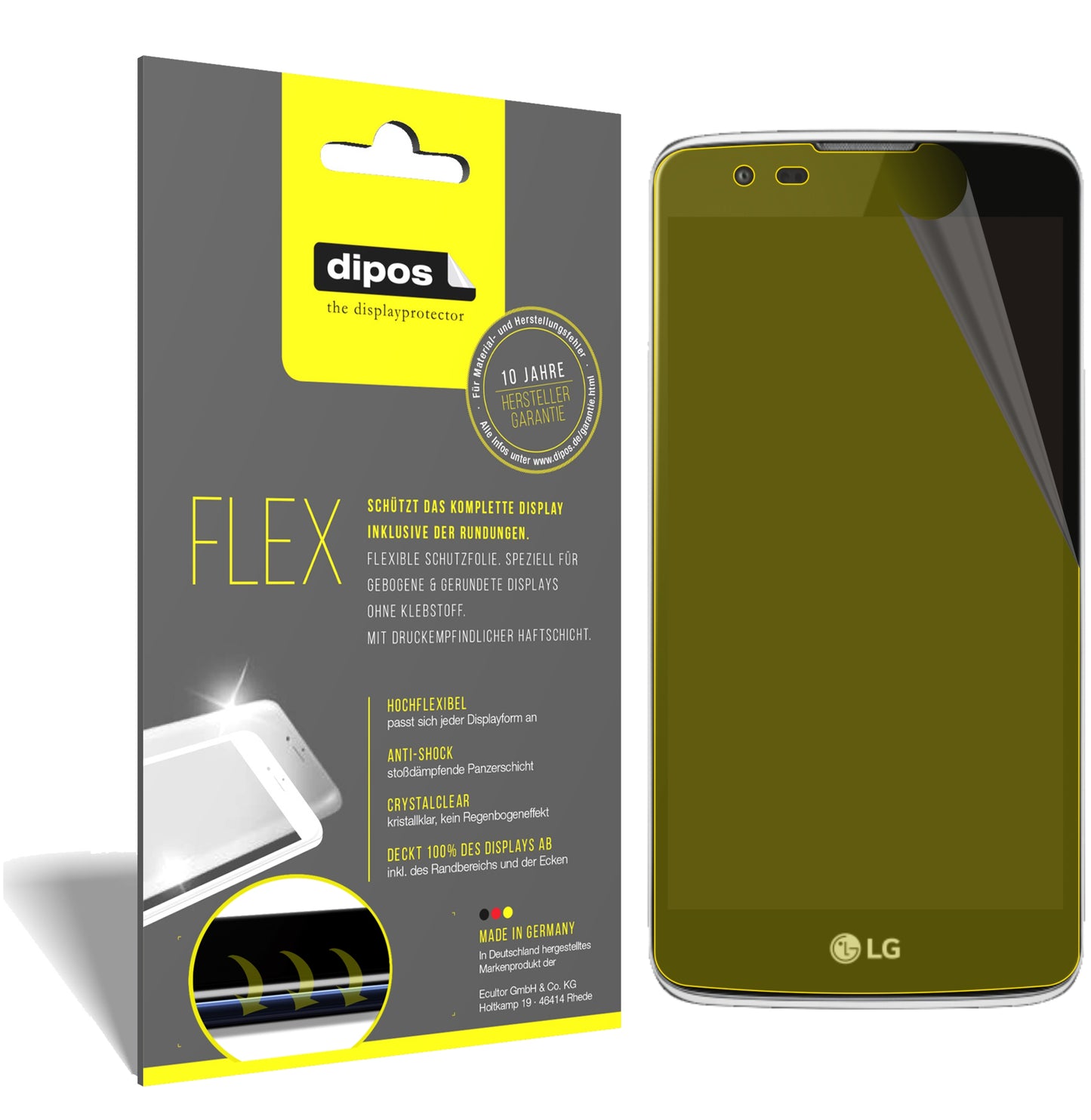 Klare Displayschutzfolie von dipos passend für LG Phoenix 2, 100% Displayabdeckung und blasenfreie Montage