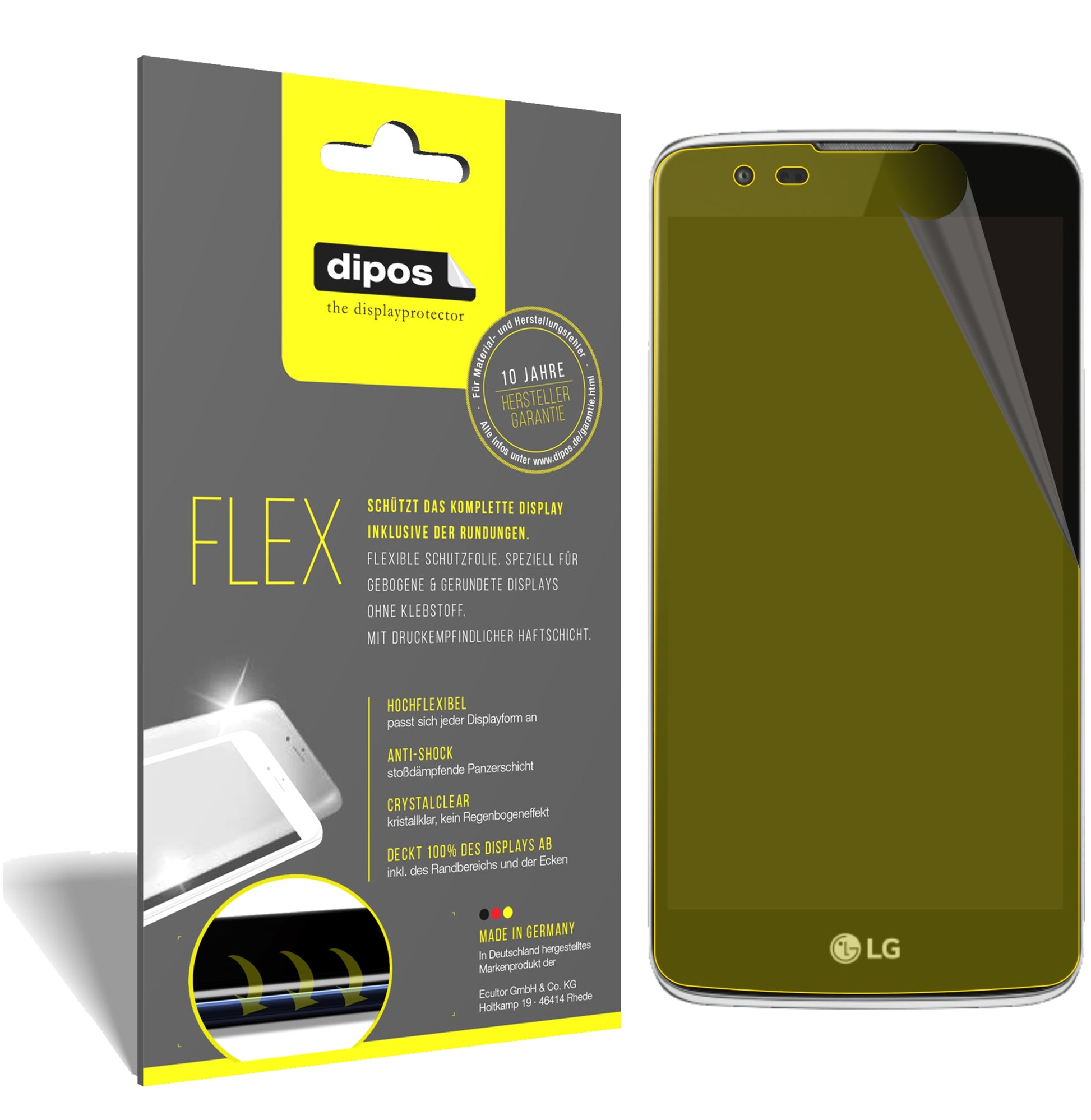 Klare Displayschutzfolie von dipos passend für LG Phoenix 2, 100% Displayabdeckung und blasenfreie Montage
