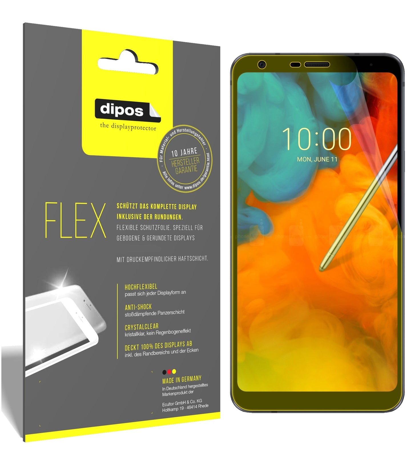 Klare Displayschutzfolie von dipos passend für LG Q8 (2018), 100% Displayabdeckung und blasenfreie Montage
