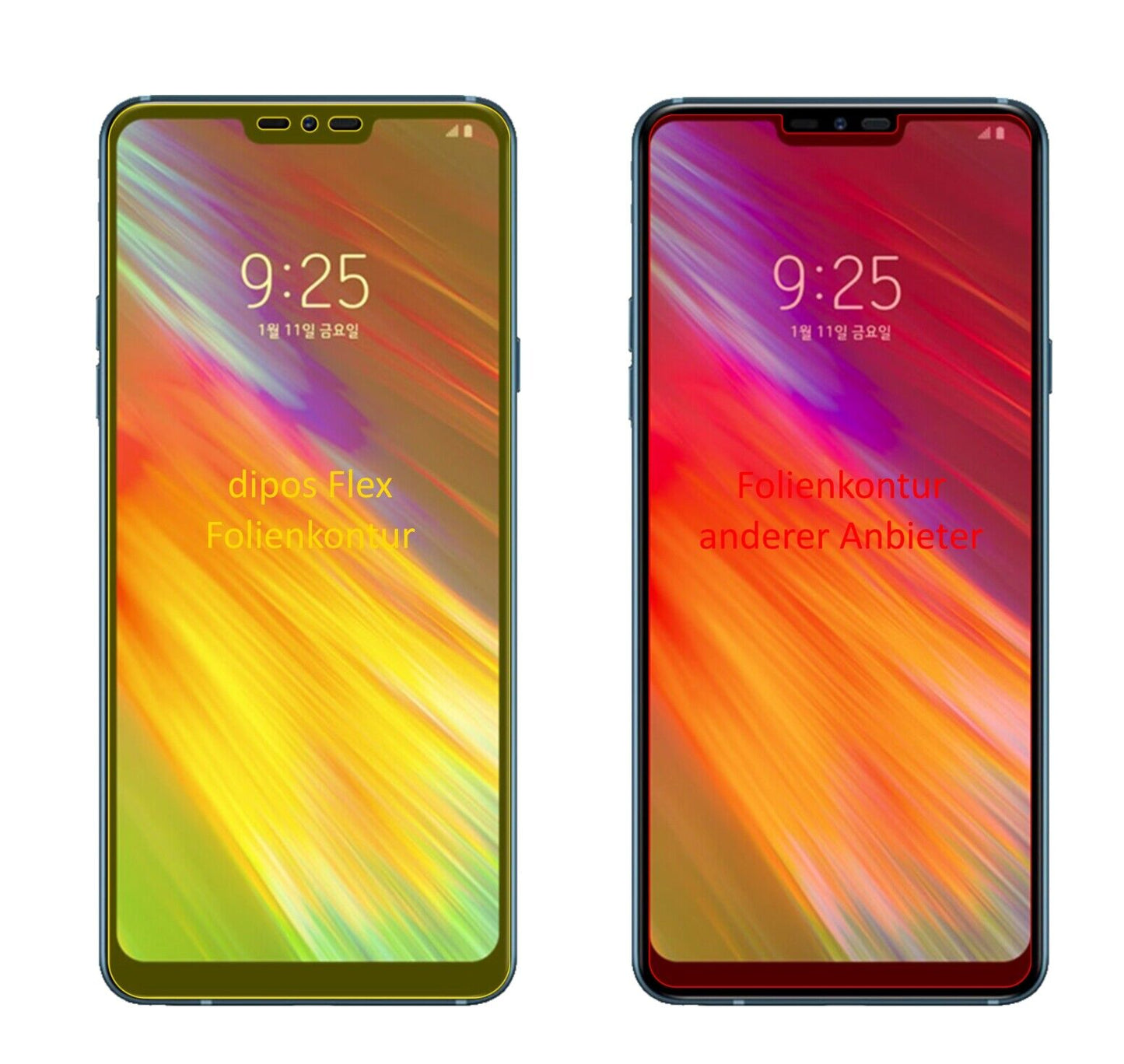 Klare Displayschutzfolie von dipos passend für LG Q9 One, 100% Displayabdeckung und blasenfreie Montage