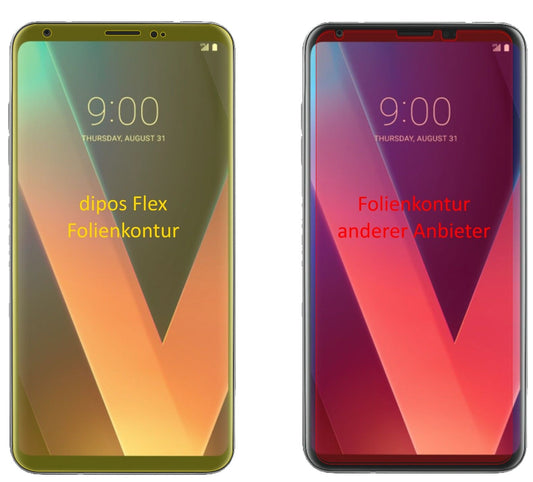 Klare Displayschutzfolie von dipos passend für LG V30 Plus, 100% Displayabdeckung und blasenfreie Montage