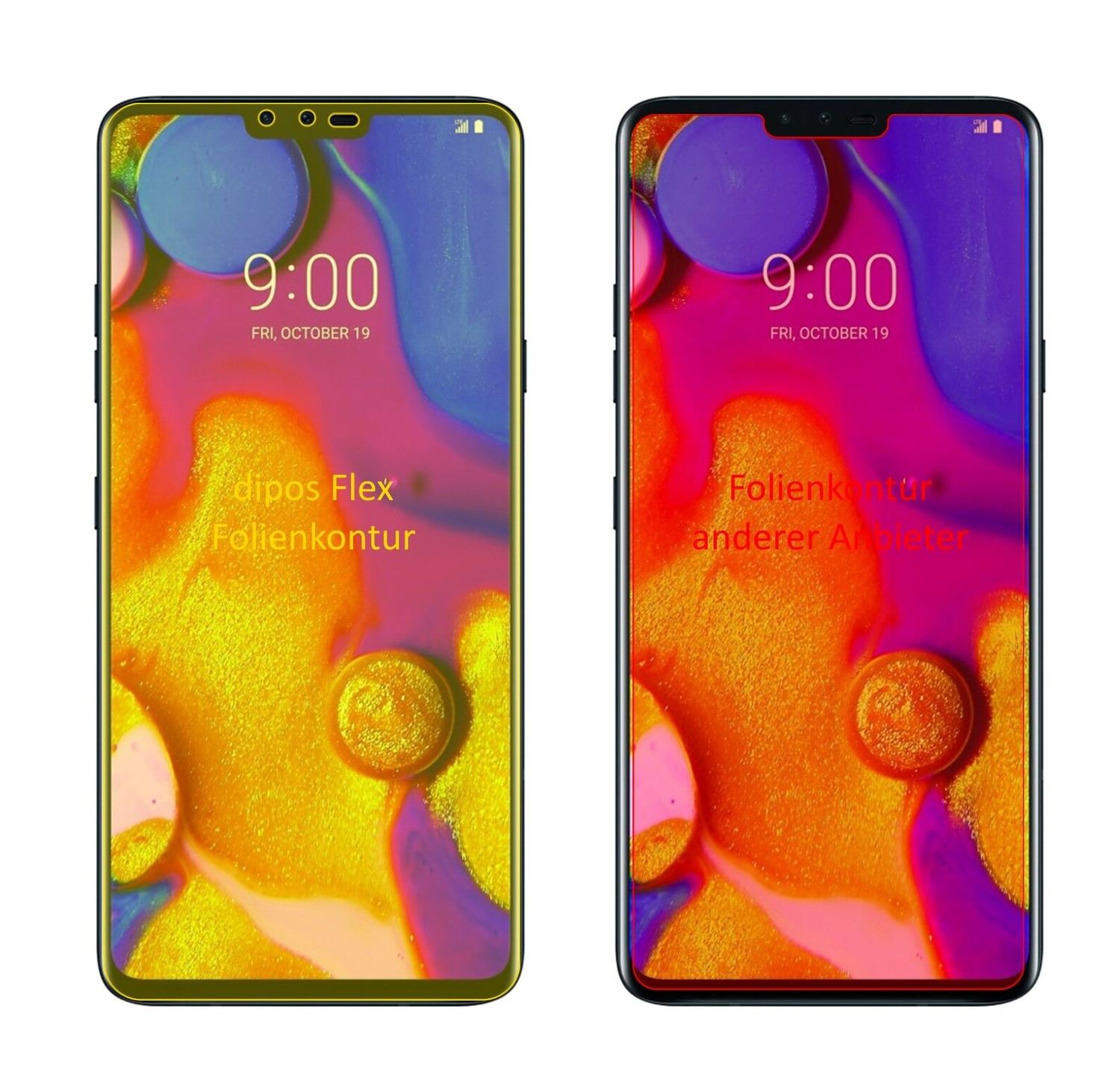 Klare Displayschutzfolie von dipos passend für LG V40 ThinQ, 100% Displayabdeckung und blasenfreie Montage