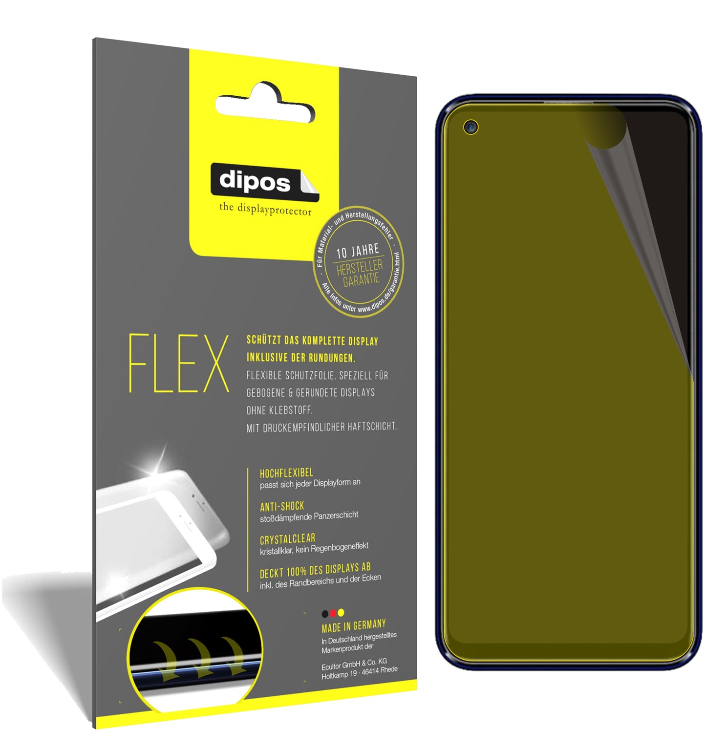 Klare Displayschutzfolie von dipos passend für LG W41, 100% Displayabdeckung und blasenfreie Montage