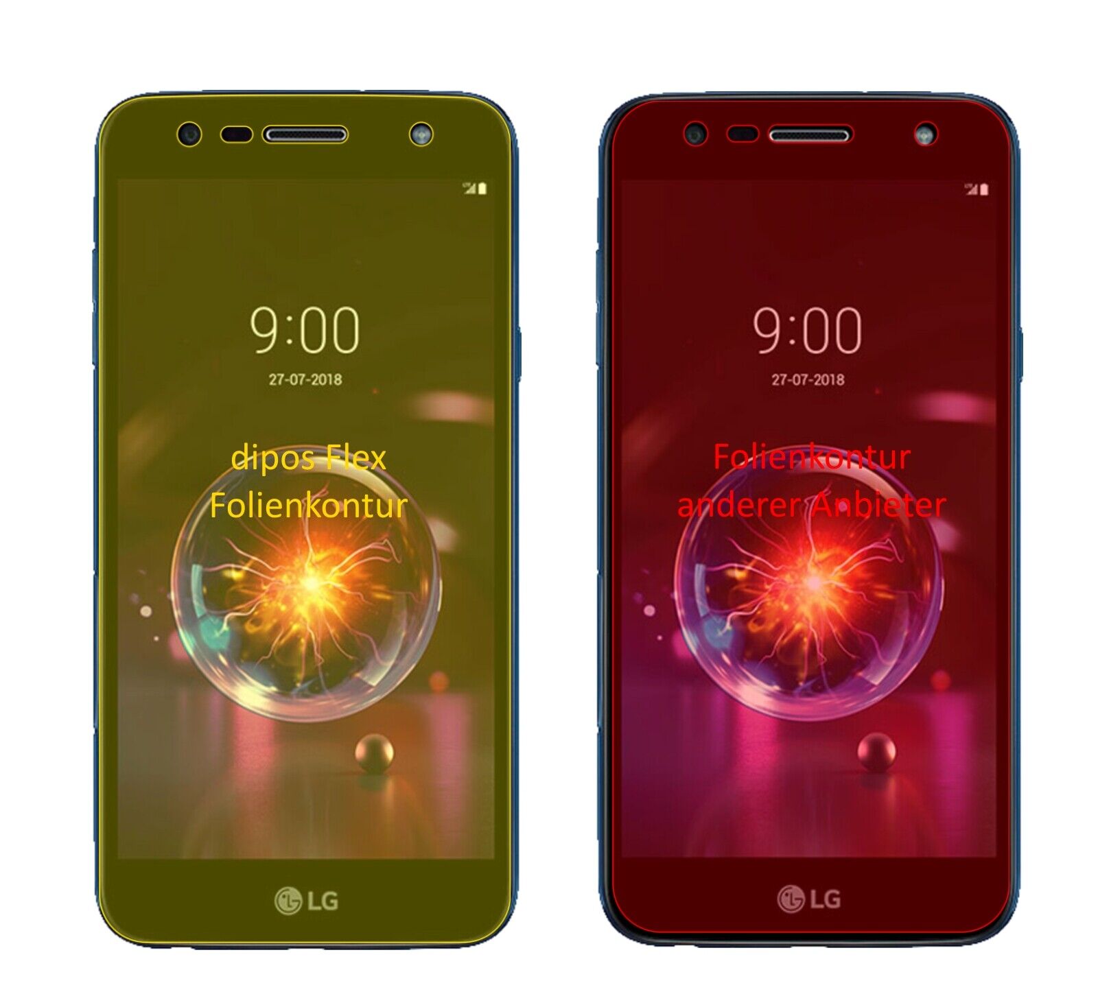 Klare Displayschutzfolie von dipos passend für LG X power 3, 100% Displayabdeckung und blasenfreie Montage