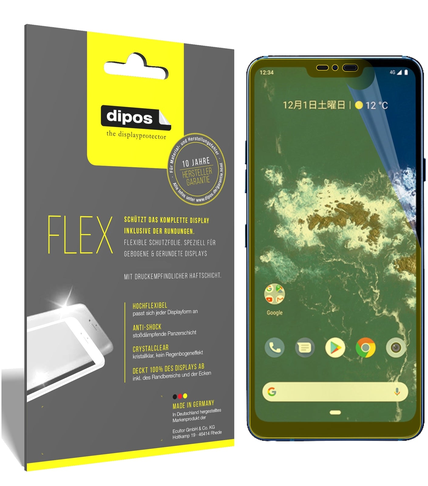 Klare Displayschutzfolie von dipos passend für LG X5 Android One, 100% Displayabdeckung und blasenfreie Montage