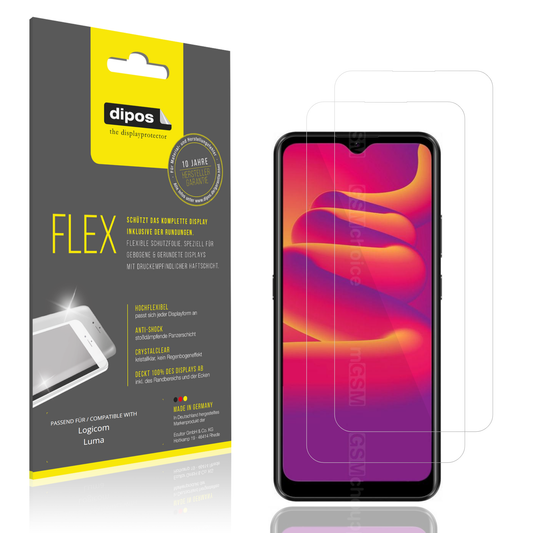 Klare Displayschutzfolie von dipos passend für Logicom Luma, 100% Displayabdeckung und blasenfreie Montage