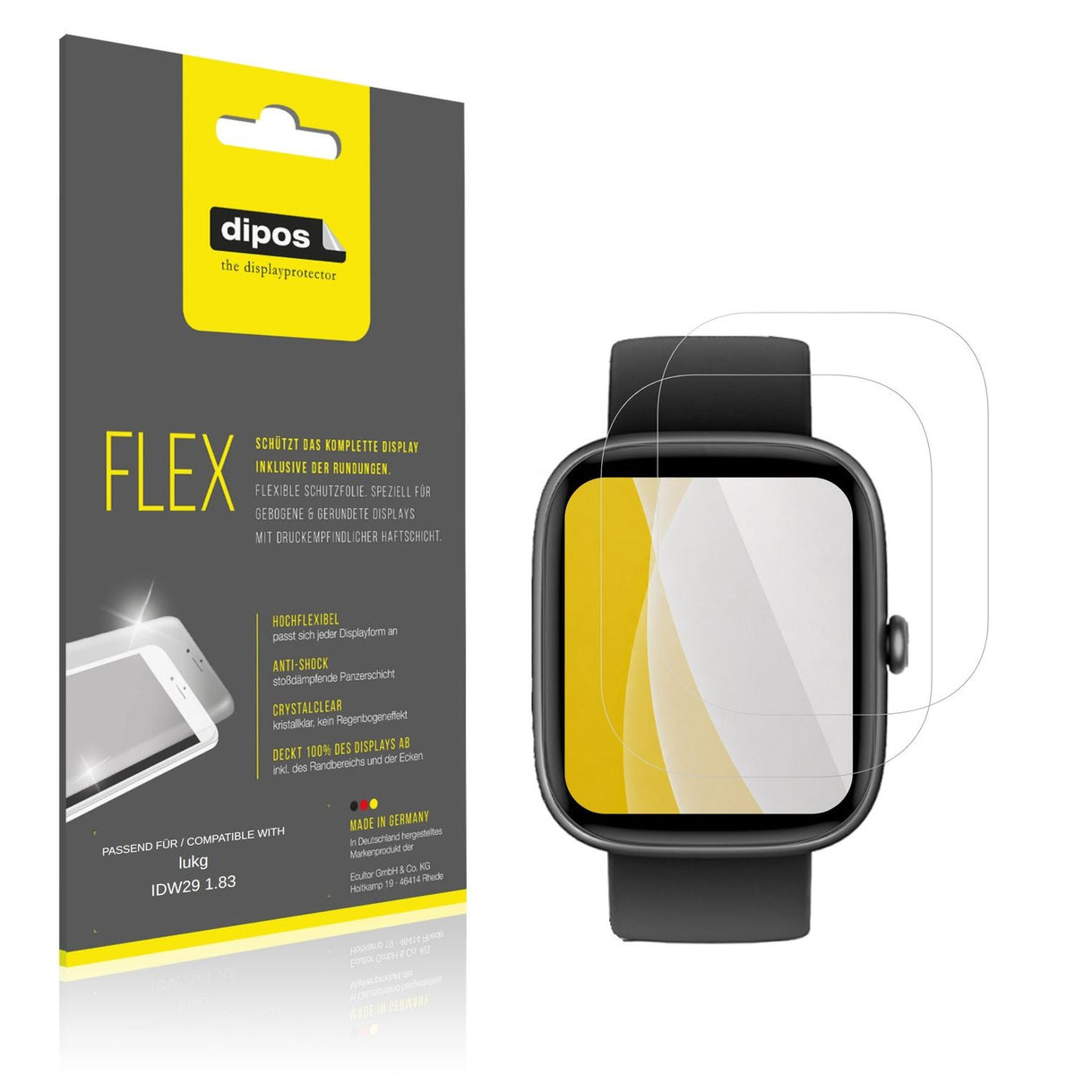 Klare Displayschutzfolie von dipos passend für lukg IDW29 1.83, 100% Displayabdeckung und blasenfreie Montage