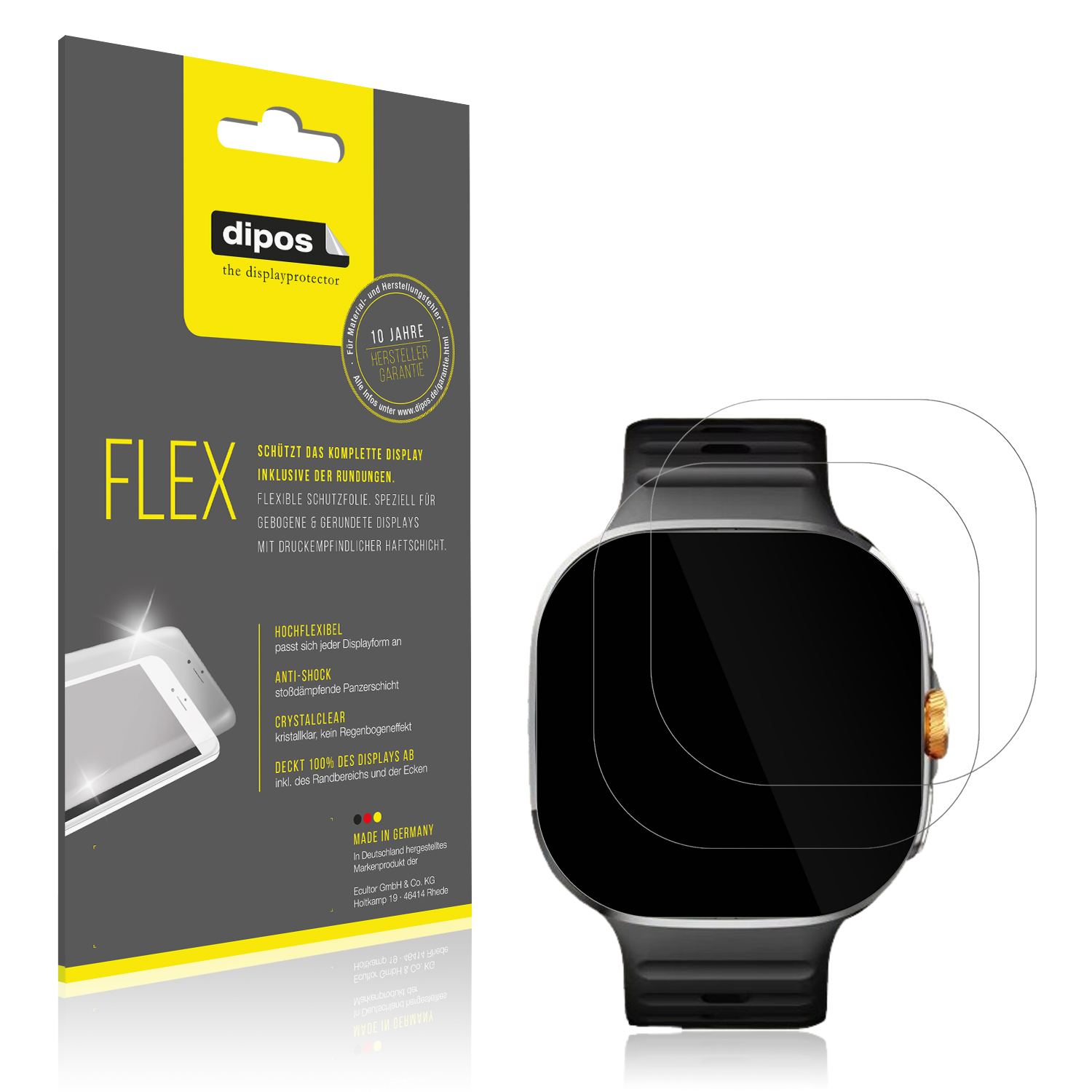 Klare Displayschutzfolie von dipos passend für M99 2.4 Zoll Smartwatch, 100% Displayabdeckung und blasenfreie Montage