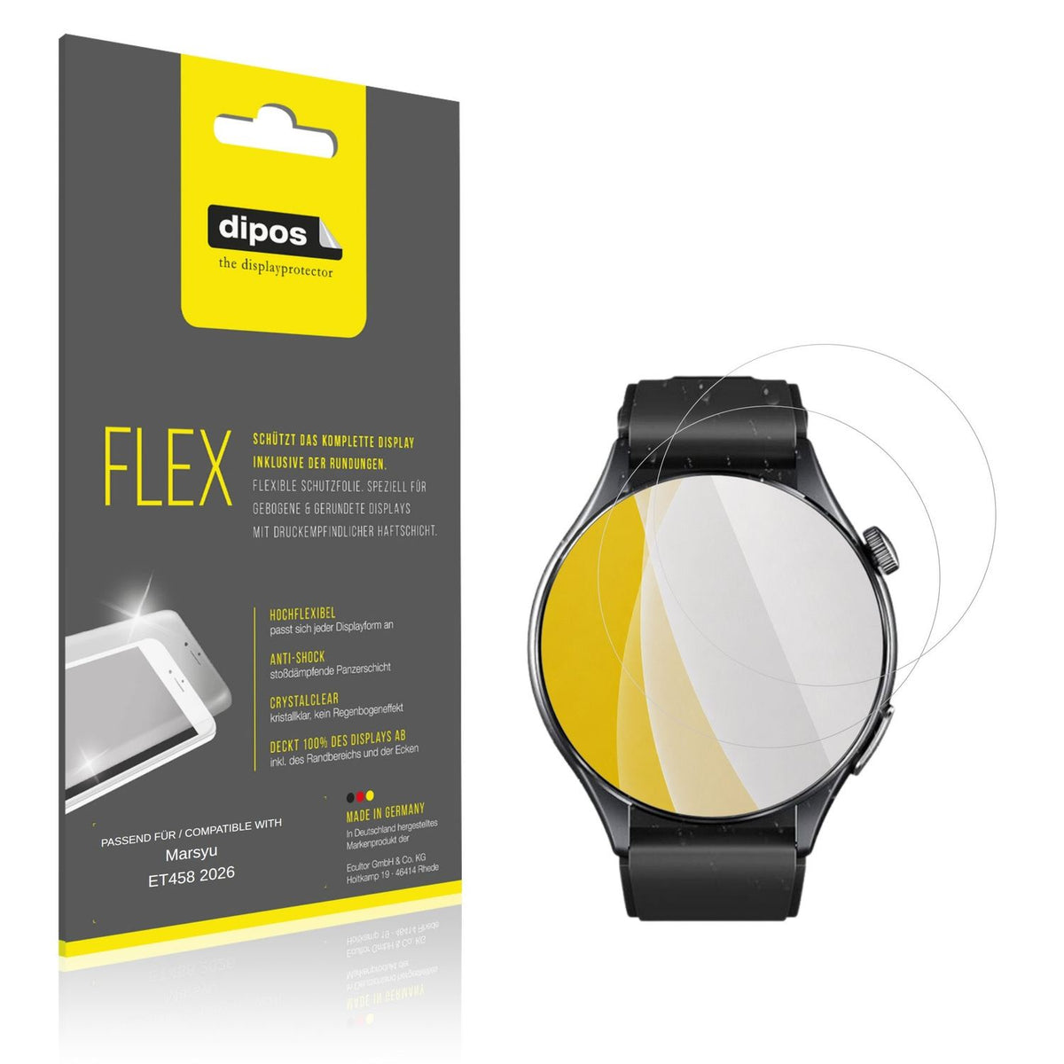 Klare Displayschutzfolie von dipos passend für Marsyu ET458 2026, 100% Displayabdeckung und blasenfreie Montage