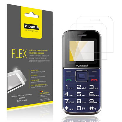 Klare Displayschutzfolie von dipos passend für Masstel Fami 12 4G, 100% Displayabdeckung und blasenfreie Montage