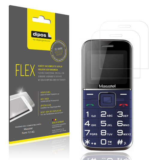 Klare Displayschutzfolie von dipos passend für Masstel Fami 12 4G, 100% Displayabdeckung und blasenfreie Montage