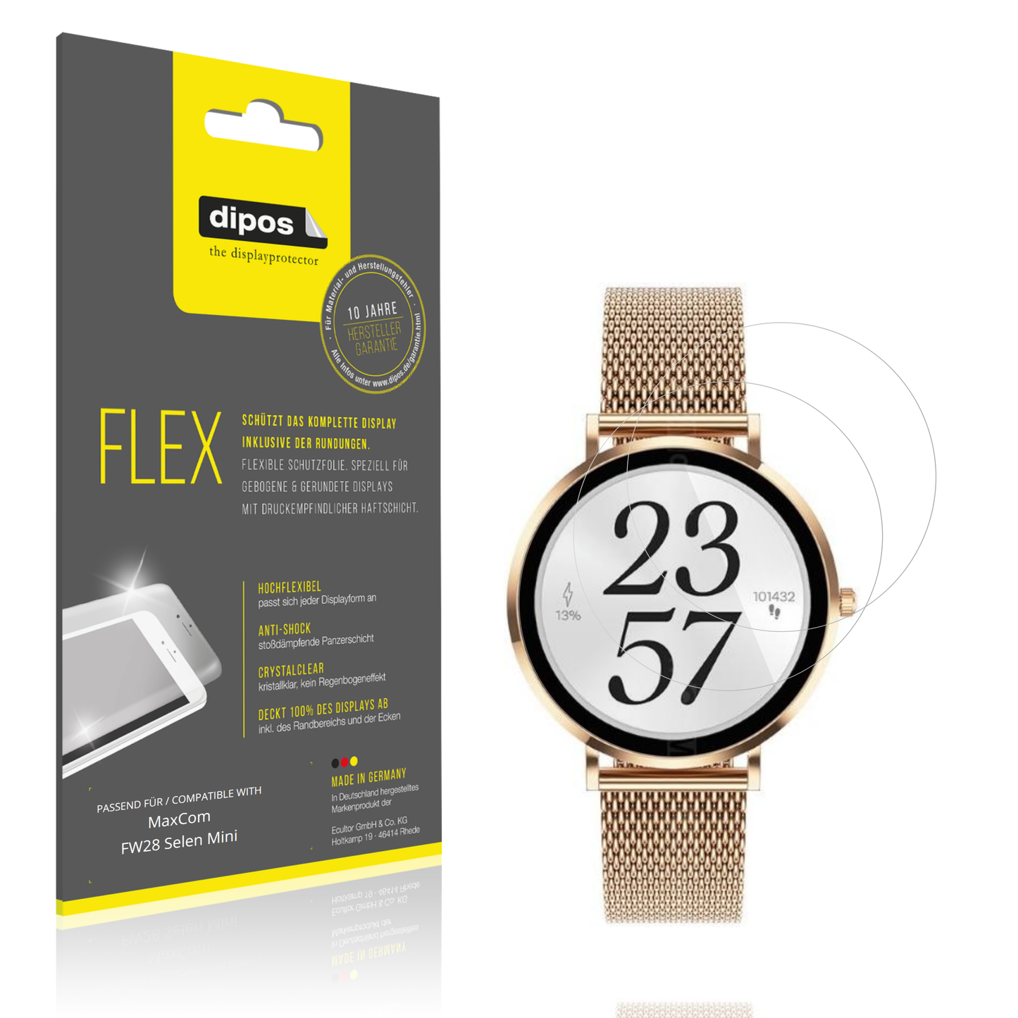 Klare Displayschutzfolie von dipos passend für MaxCom FW28 Selen Mini, 100% Displayabdeckung und blasenfreie Montage