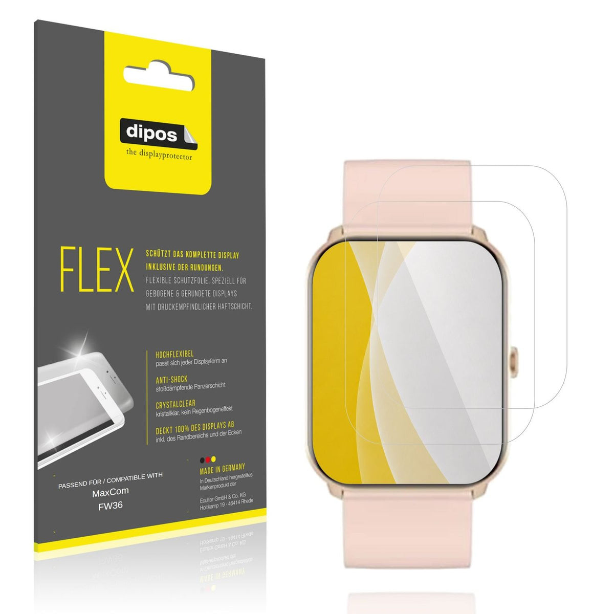 Klare Displayschutzfolie von dipos passend für MaxCom FW36, 100% Displayabdeckung und blasenfreie Montage
