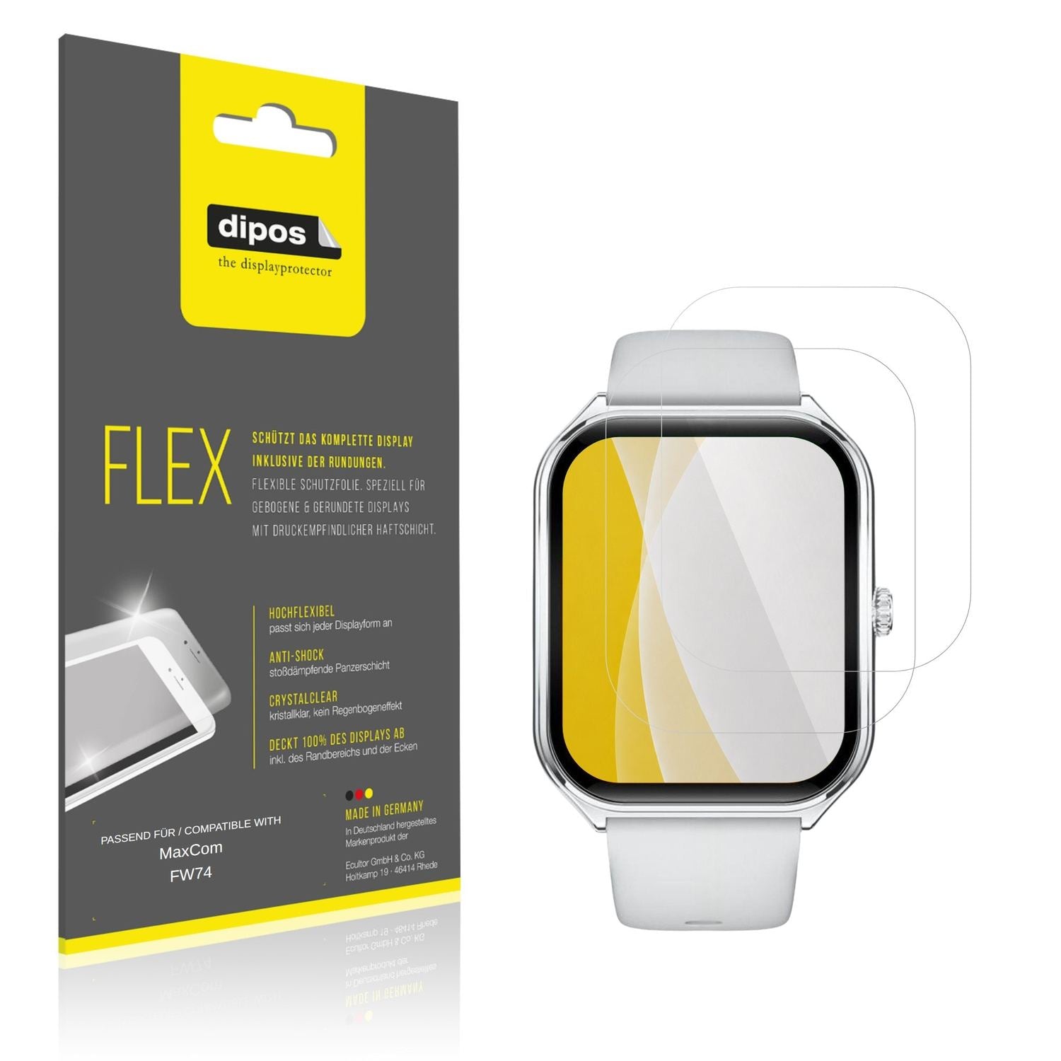 Klare Displayschutzfolie von dipos passend f�r MaxCom FW74, 100% Displayabdeckung und blasenfreie Montage