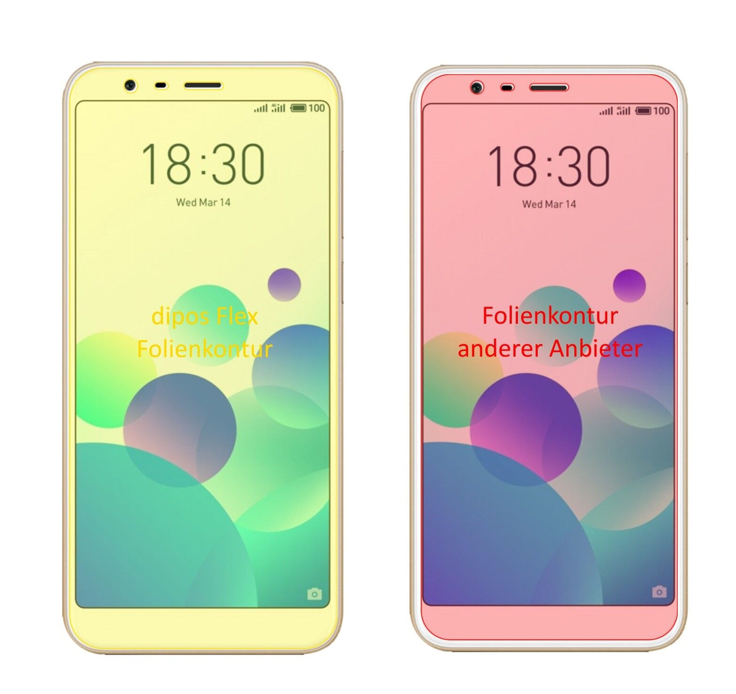 Klare Displayschutzfolie von dipos passend für Meizu M8C, 100% Displayabdeckung und blasenfreie Montage