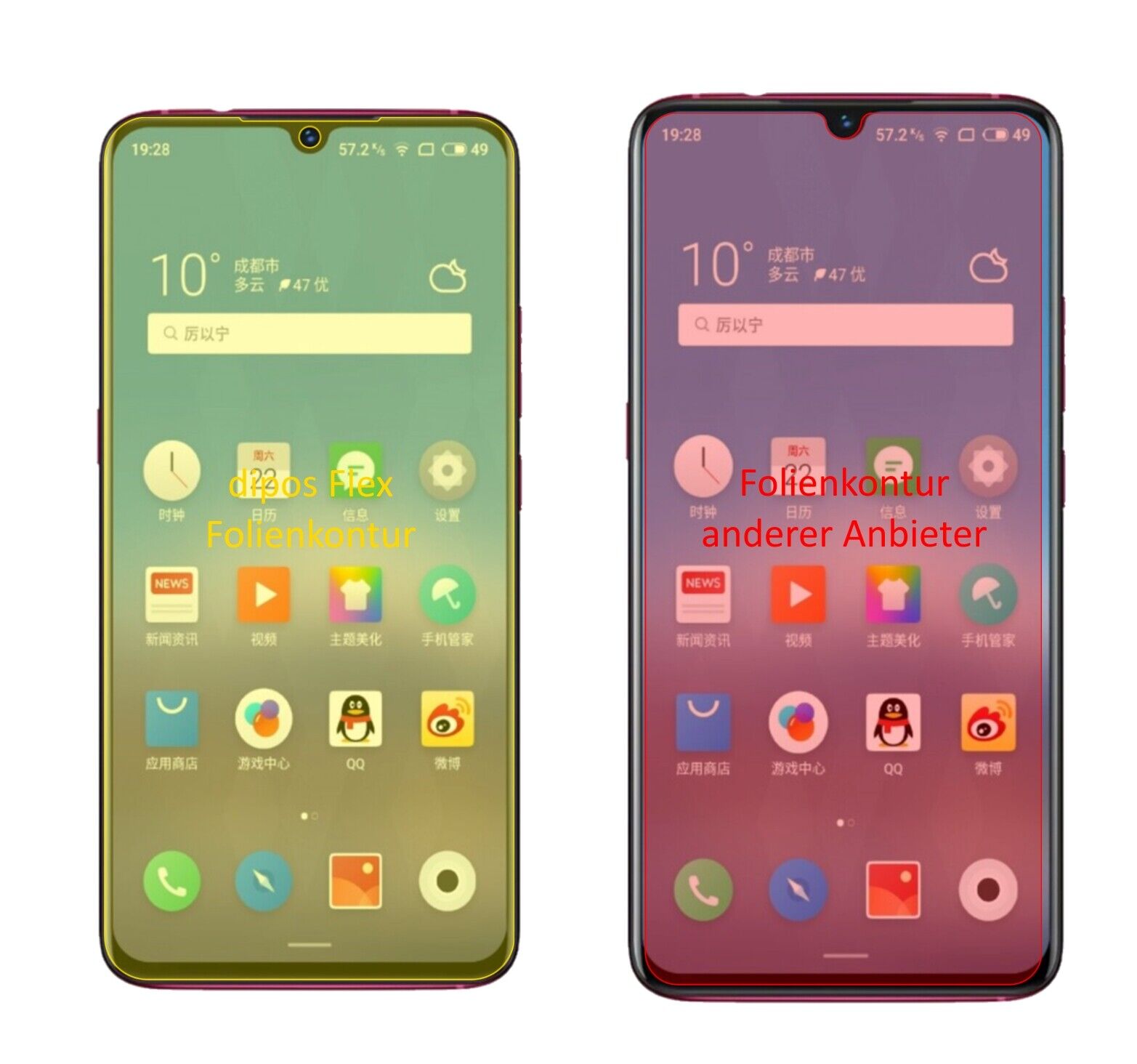 Klare Displayschutzfolie von dipos passend für Meizu Note 9, 100% Displayabdeckung und blasenfreie Montage