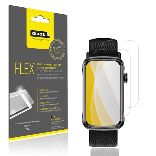 Klare Displayschutzfolie von dipos passend für Motast T12, 100% Displayabdeckung und blasenfreie Montage
