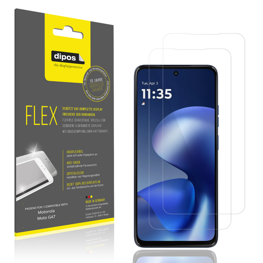 Klare Displayschutzfolie von dipos passend für Motorola Moto G47, 100% Displayabdeckung und blasenfreie Montage