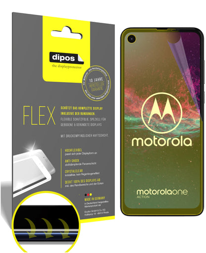 Klare Displayschutzfolie von dipos passend für Motorola One Action, 100% Displayabdeckung und blasenfreie Montage