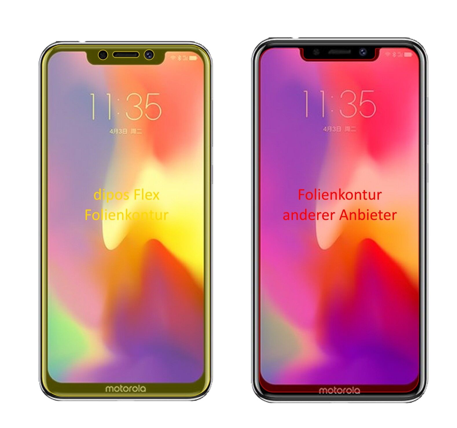 Klare Displayschutzfolie von dipos passend für Motorola P30, 100% Displayabdeckung und blasenfreie Montage