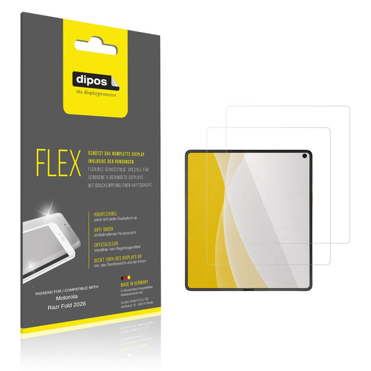 Klare Displayschutzfolie von dipos passend für Motorola Razr Fold 2026 Aussenseite, 100% Displayabdeckung und blasenfreie Montage