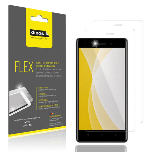 Klare Displayschutzfolie von dipos passend für Myria Wide 4G, 100% Displayabdeckung und blasenfreie Montage