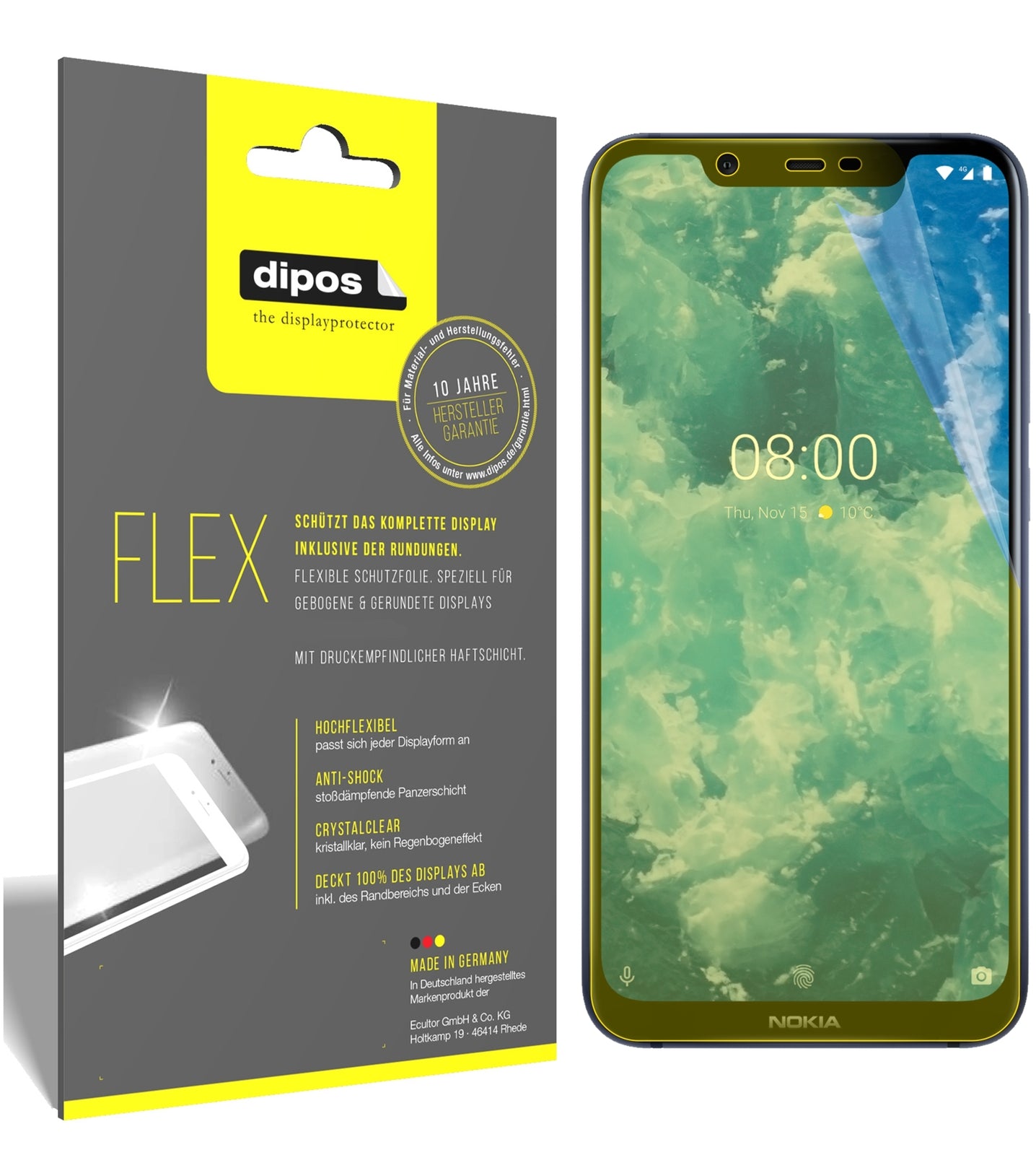 Klare Displayschutzfolie von dipos passend für Nokia 46030, 100% Displayabdeckung und blasenfreie Montage