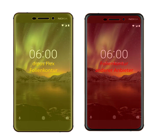 Klare Displayschutzfolie von dipos passend für Nokia 6 (2018), 100% Displayabdeckung und blasenfreie Montage